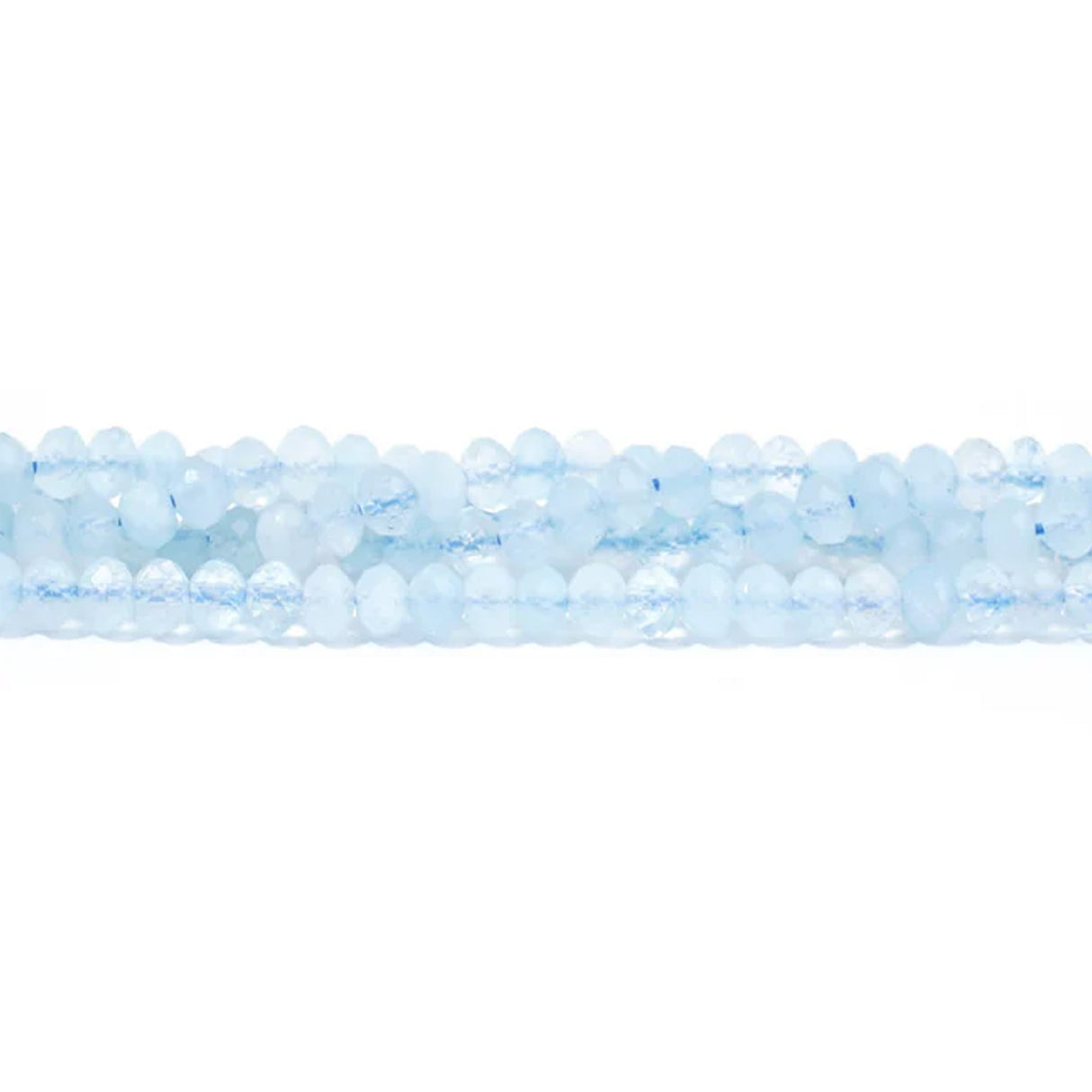 Aquamarine Beads 3x4mm Faceted Rondelle A Grade - Natural Blue Gemstone Strand