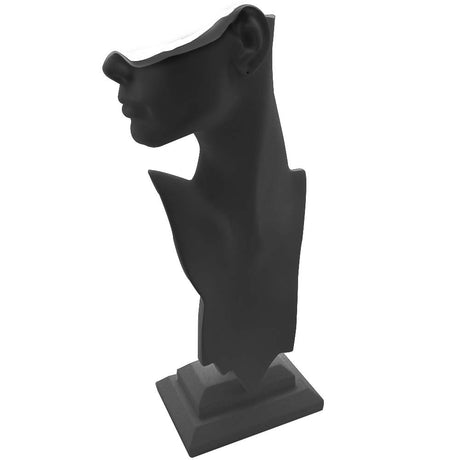 Tall Black Poly Jewelry Earring and Necklace Display Mannequin