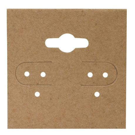 Brown Kraft 1-1/2" x 1-1/2" Jewelry Earring Hanging Cards, 100 Per Pack