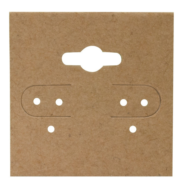 Brown Kraft 1-1/2" x 1-1/2" Jewelry Earring Hanging Cards, 100 Per Pack