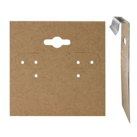 Brown Kraft 2" x 2" Jewelry Earring Hanging Cards, 100 Per Pack