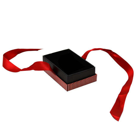 Red Striped Pendant Earring and Ring Box