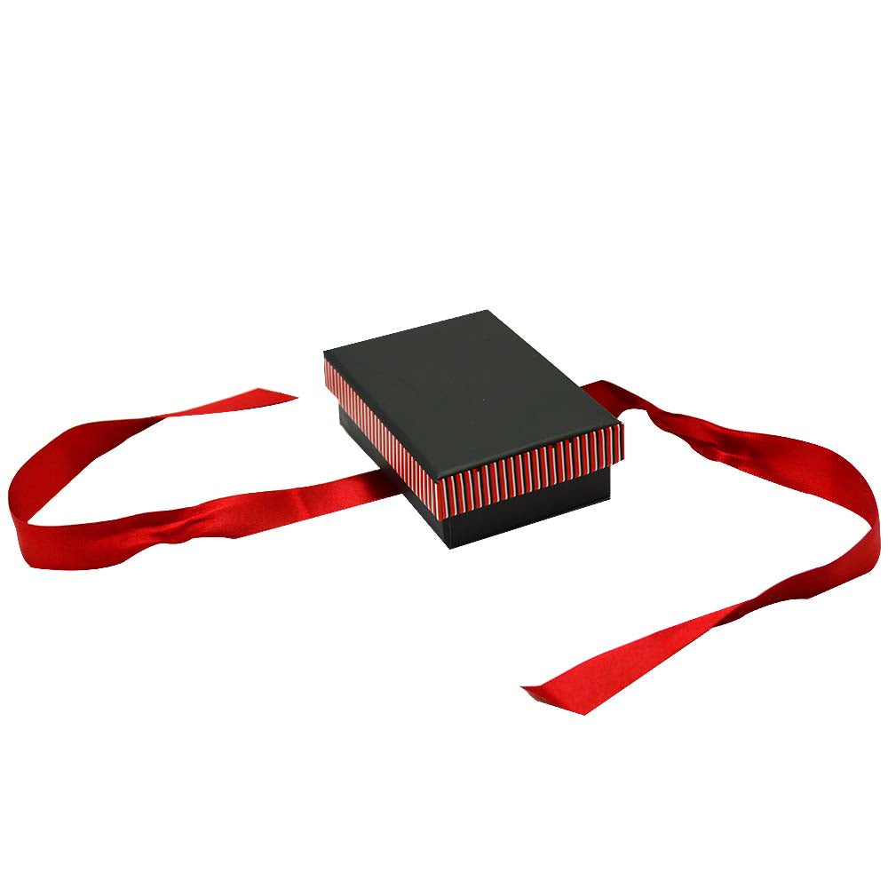 Red Striped Pendant Earring and Ring Box