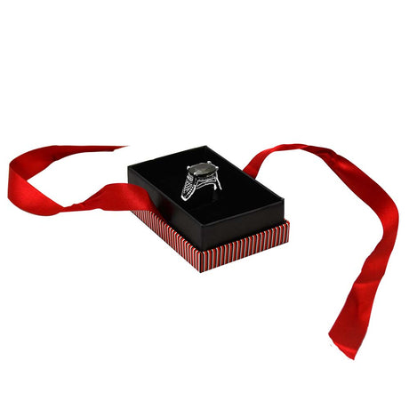 Red Striped Pendant Earring and Ring Box