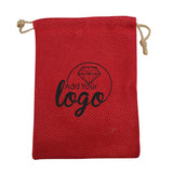 Ruby Red Burlap Drawstring Gift Pouches, 12 Per Pack