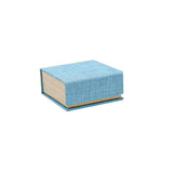 Light Blue Burlap & Faux Wood Jewelry Packaging Combination Box