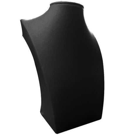 Black Leatherette Curved Jewelry Necklace Bust, 8" Tall