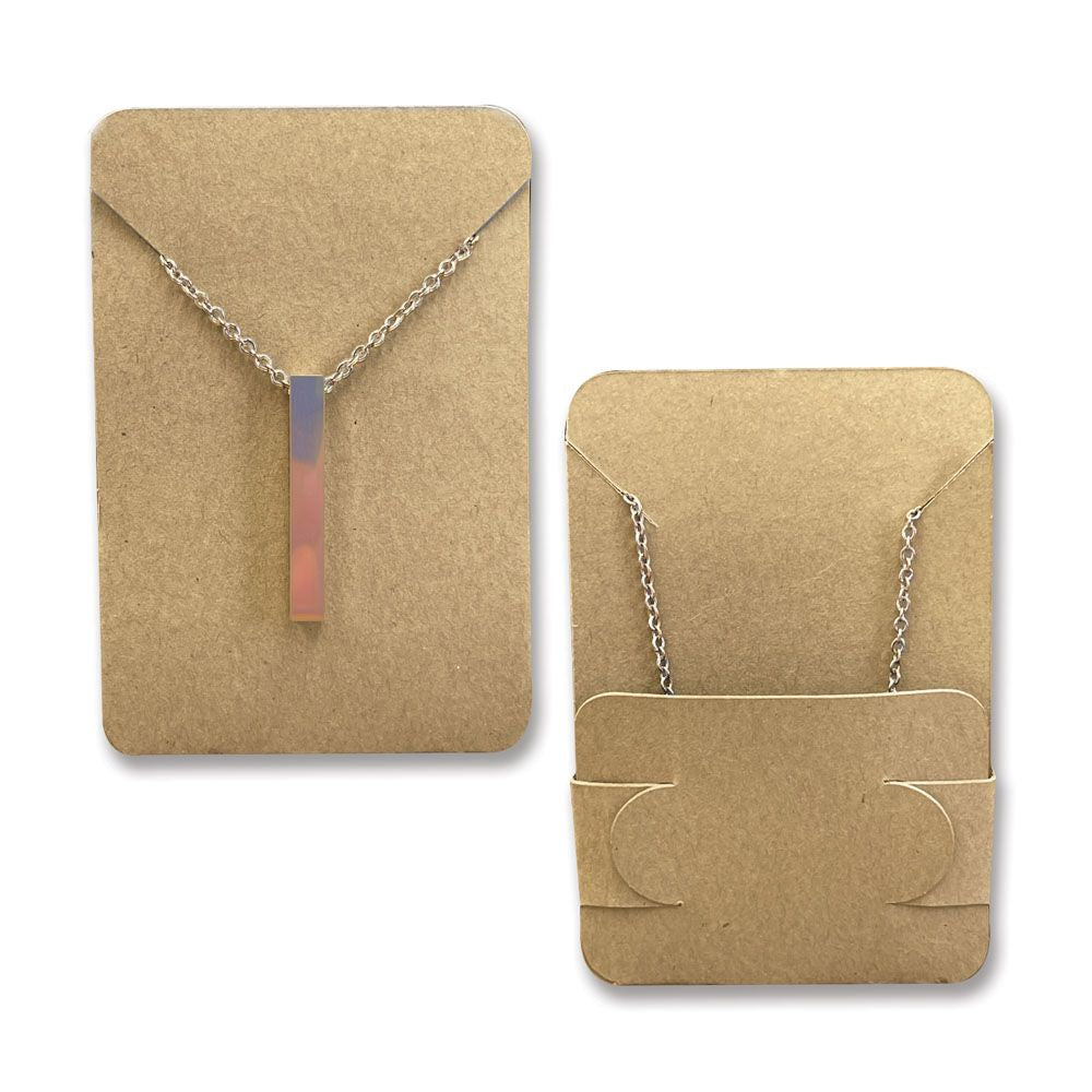 Kraft Ncklace Card with Necklace Holder 2" x 3" Rounded Corner