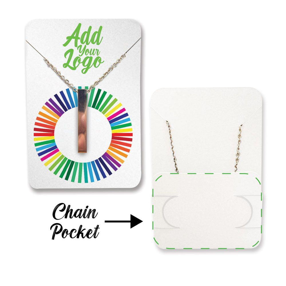 Shimmer White Necklace Card with Necklace Holder 2" x 3" Rounded Corner