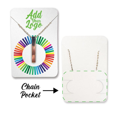 Shimmer White Necklace Card with Necklace Holder 2" x 3" Rounded Corner