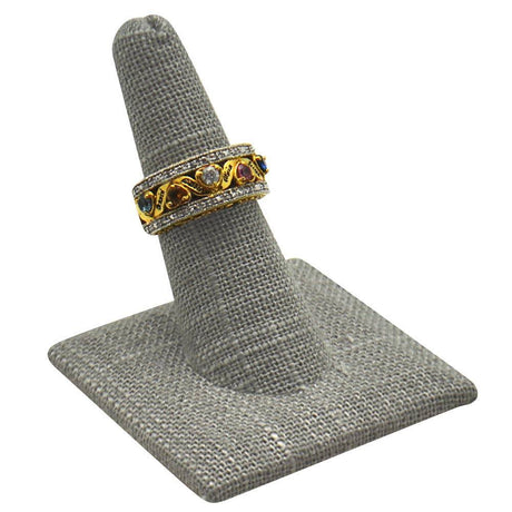 Grey Linen Single Finger Jewelry Ring Display 