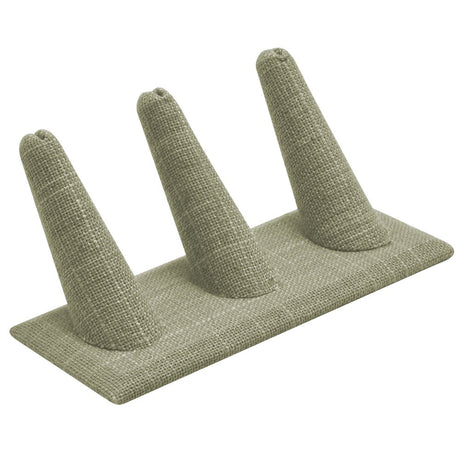 Grey Linen 3 Finger Jewelry Ring Display 