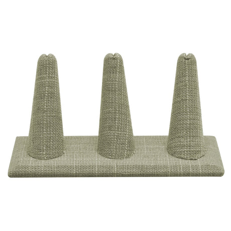Grey Linen 3 Finger Jewelry Ring Display 