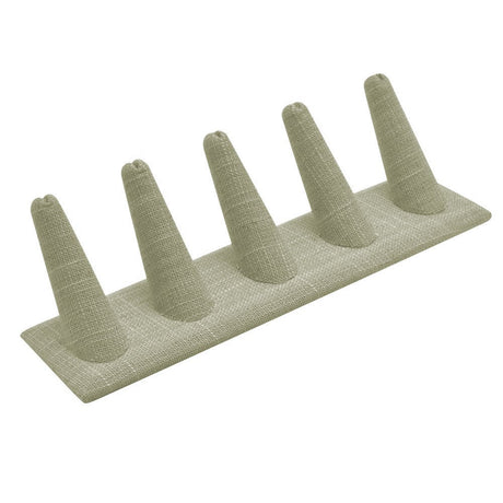 Grey Linen 5 Finger Jewelry Ring Display