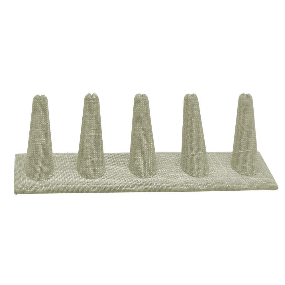Grey Linen 5 Finger Jewelry Ring Display
