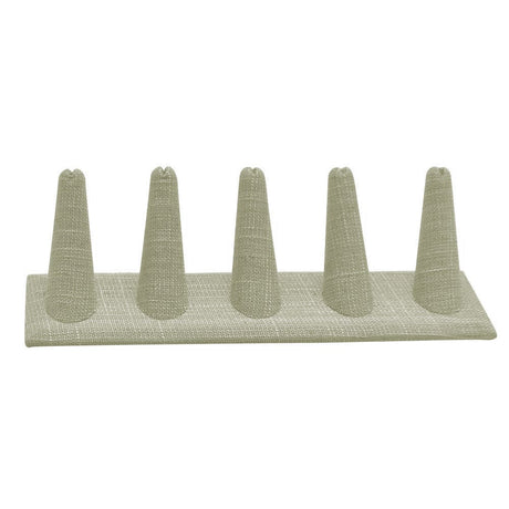 Grey Linen 5 Finger Jewelry Ring Display