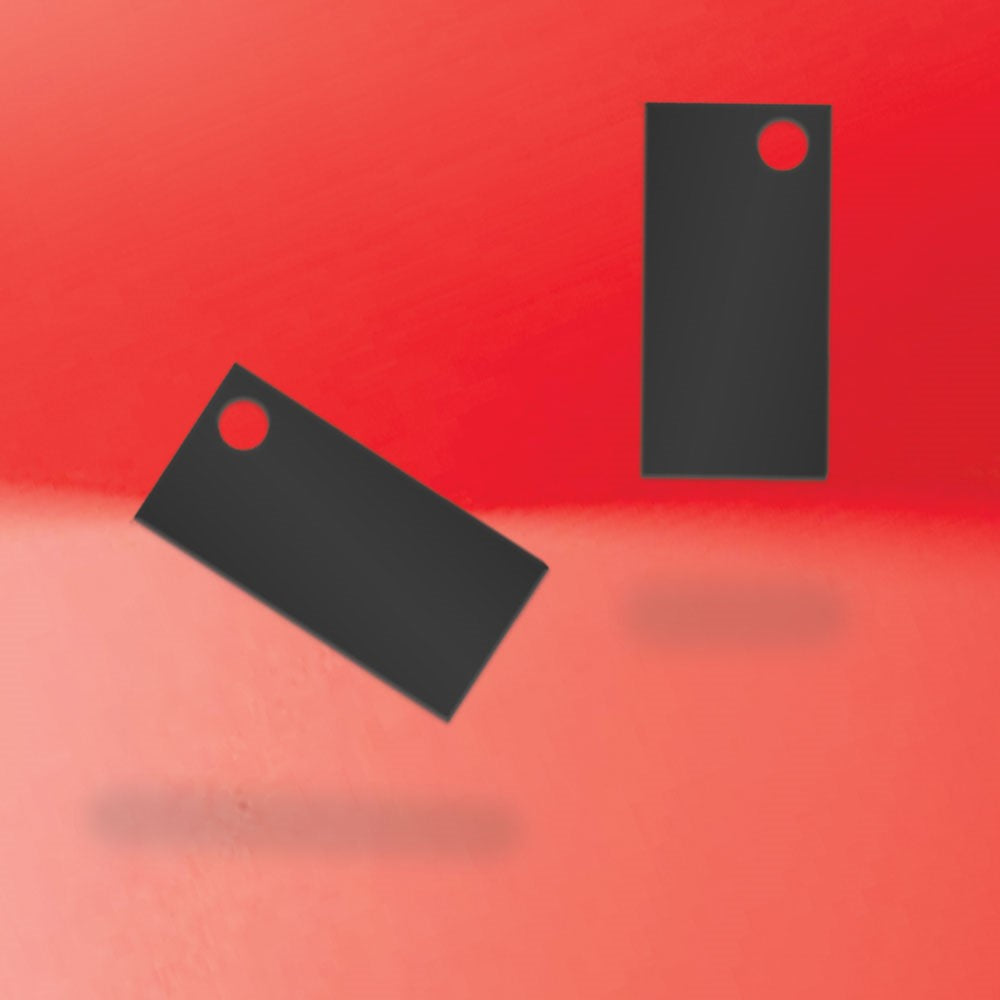 Matte Black Custom Hang Tag Rectangle - 1" x 1/2" (300 pcs)