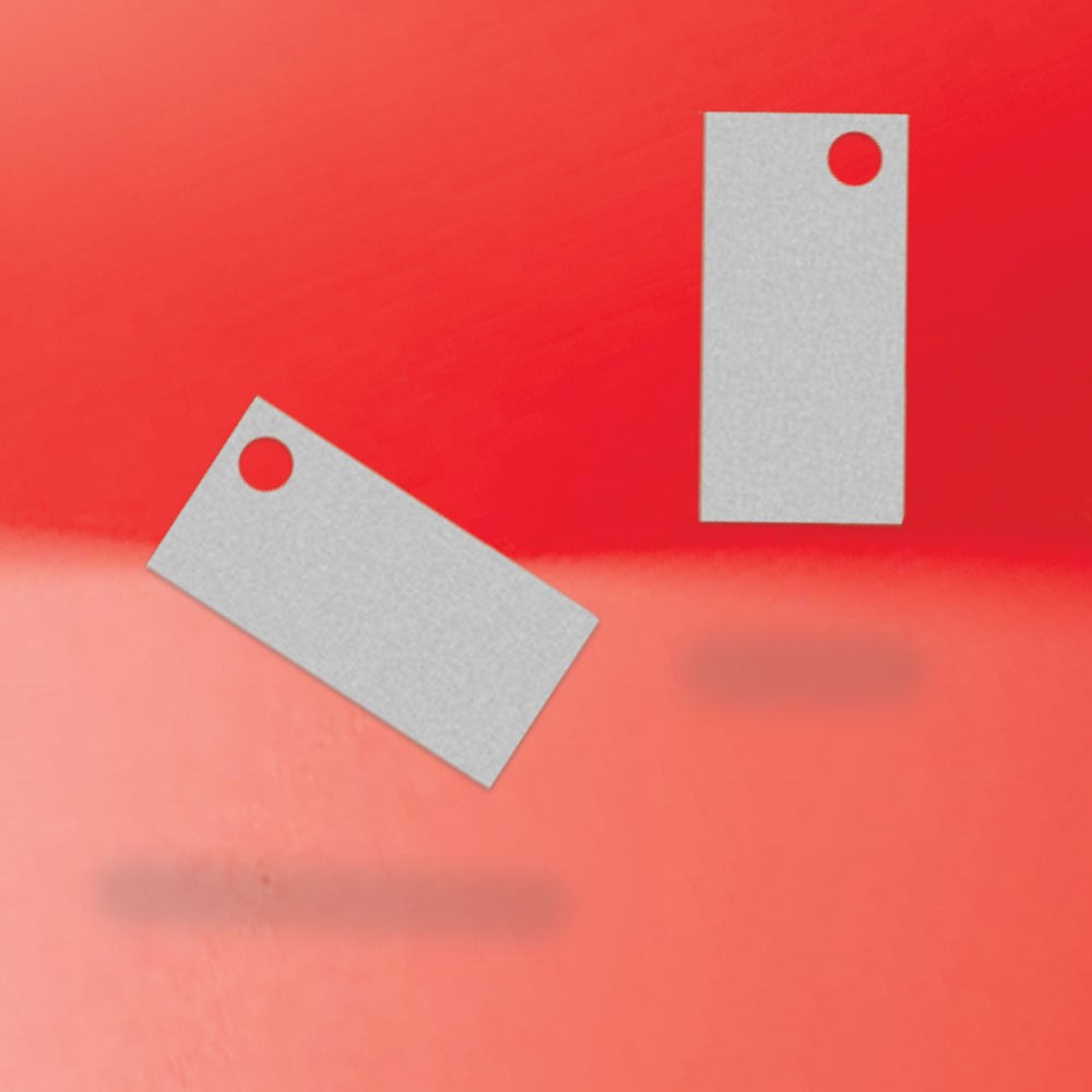 Smoke Grey Custom Hang Tag Rectangle - 1" x 1/2" (325 pcs)
