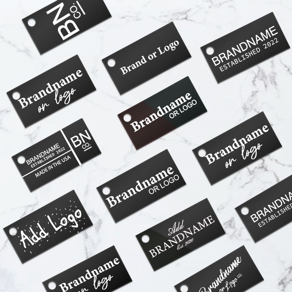 Matte Black Custom Hang Tag Rectangle - 1" x 2" (100 pcs)