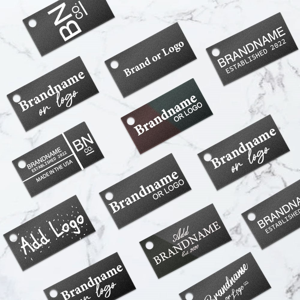 Shimmer Black Custom Hang Tag Rectangle - 1" x 2" (100 pcs)