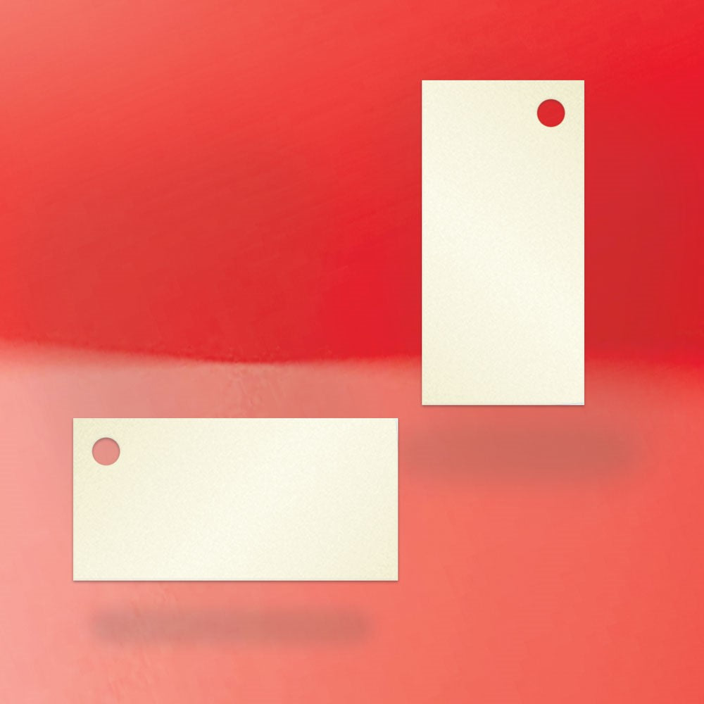 Shimmer White Gold Custom Hang Tag Rectangle - 1" x 2" (90 pcs)