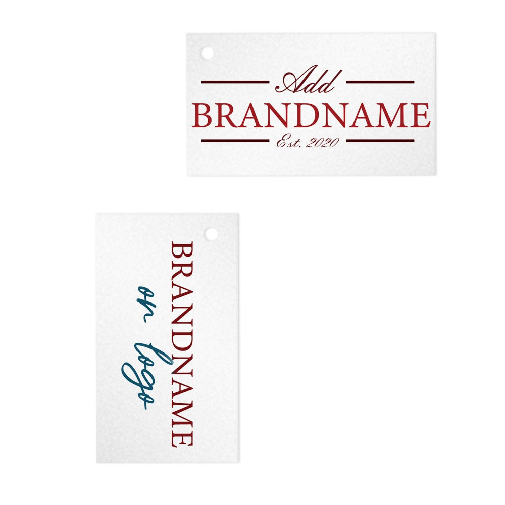 Shimmer White Custom Hang Tag Rectangle - 1" x 2" (100 pcs)