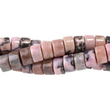 Rhodonite with Matrix 2x4mm Heishi Beads - Natural Pink Gemstone Strand