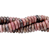 Rhodonite 2x6mm Thin Rondelle Beads - Natural Pink Gemstone Strand