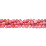 Rhodonite 3mm Faceted Round Beads AA Grade - Natural Pink Gemstone Strand