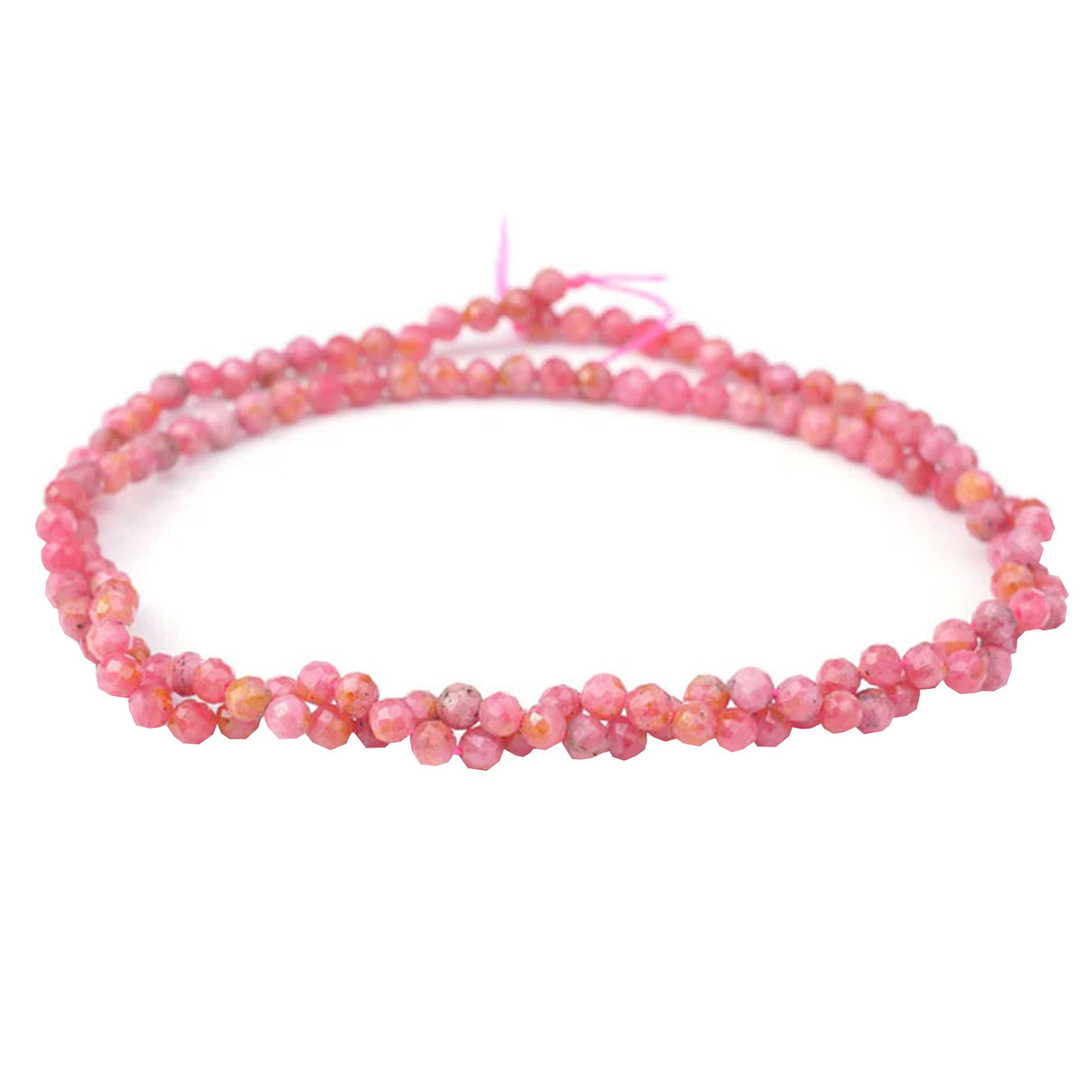Rhodonite 3mm Faceted Round Beads AA Grade - Natural Pink Gemstone Strand