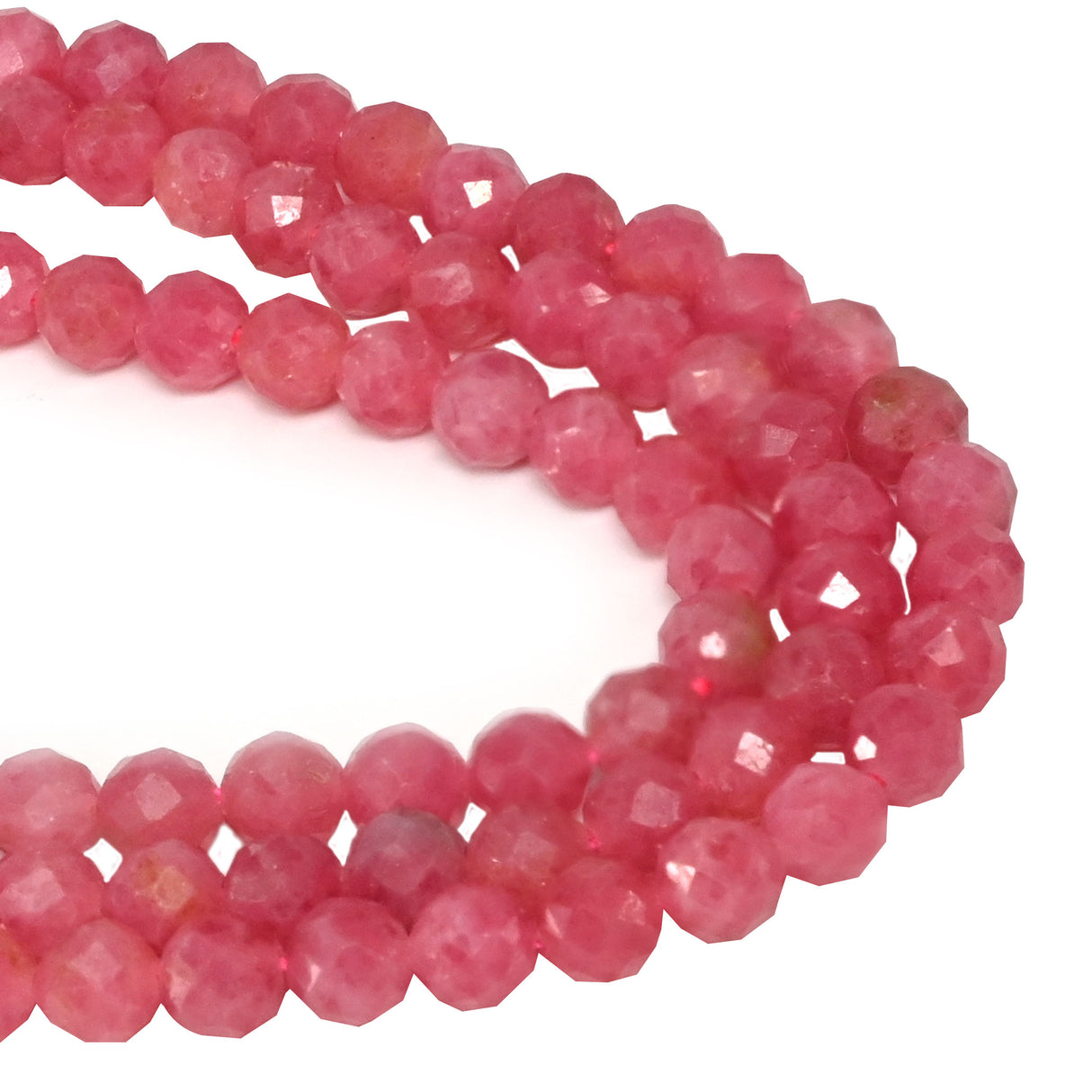 4mm Faceted Rhodonite Beads - Natural Pink Gemstone Round