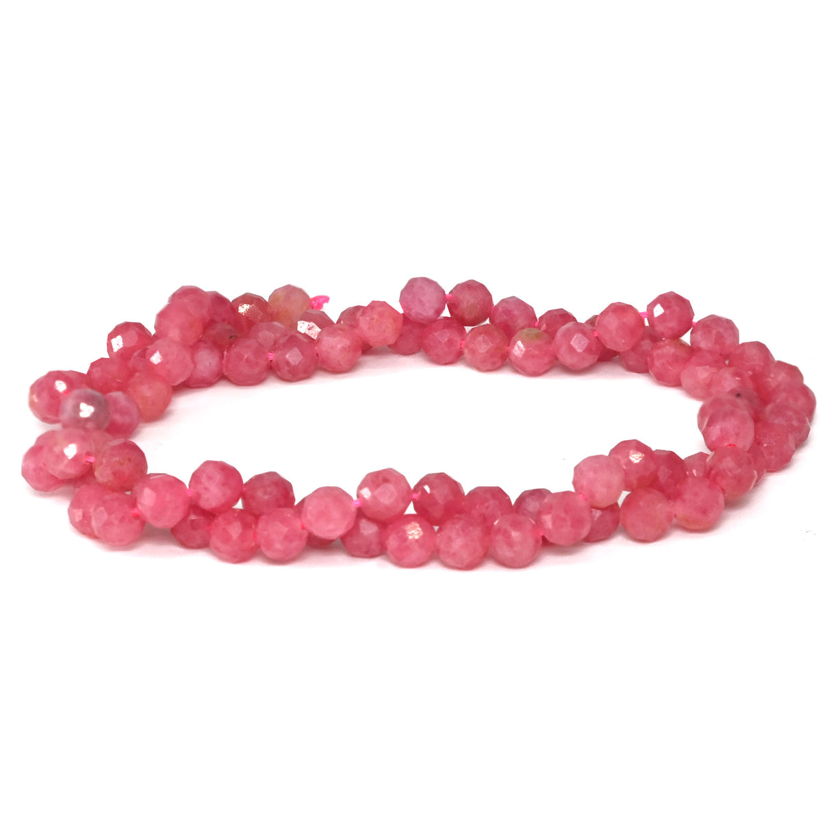4mm Faceted Rhodonite Beads - Natural Pink Gemstone Round