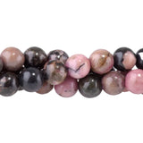 Rhodonite with Matrix 4mm Round Beads - Natural Pink Gemstone Strand