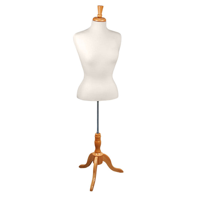 White & Natural Wood Women's Blouse Mannequin Form