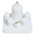 White Leatherette Jewelry Ring Display Stand, Holds 6 Rings 