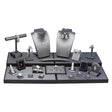 24-Piece Steel Grey & Black Leatherette Jewelry Display Set
