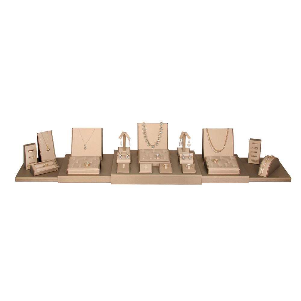 24-Piece Champagne Gold W/ Luna Bronze Jewelry Showcase Display Set
