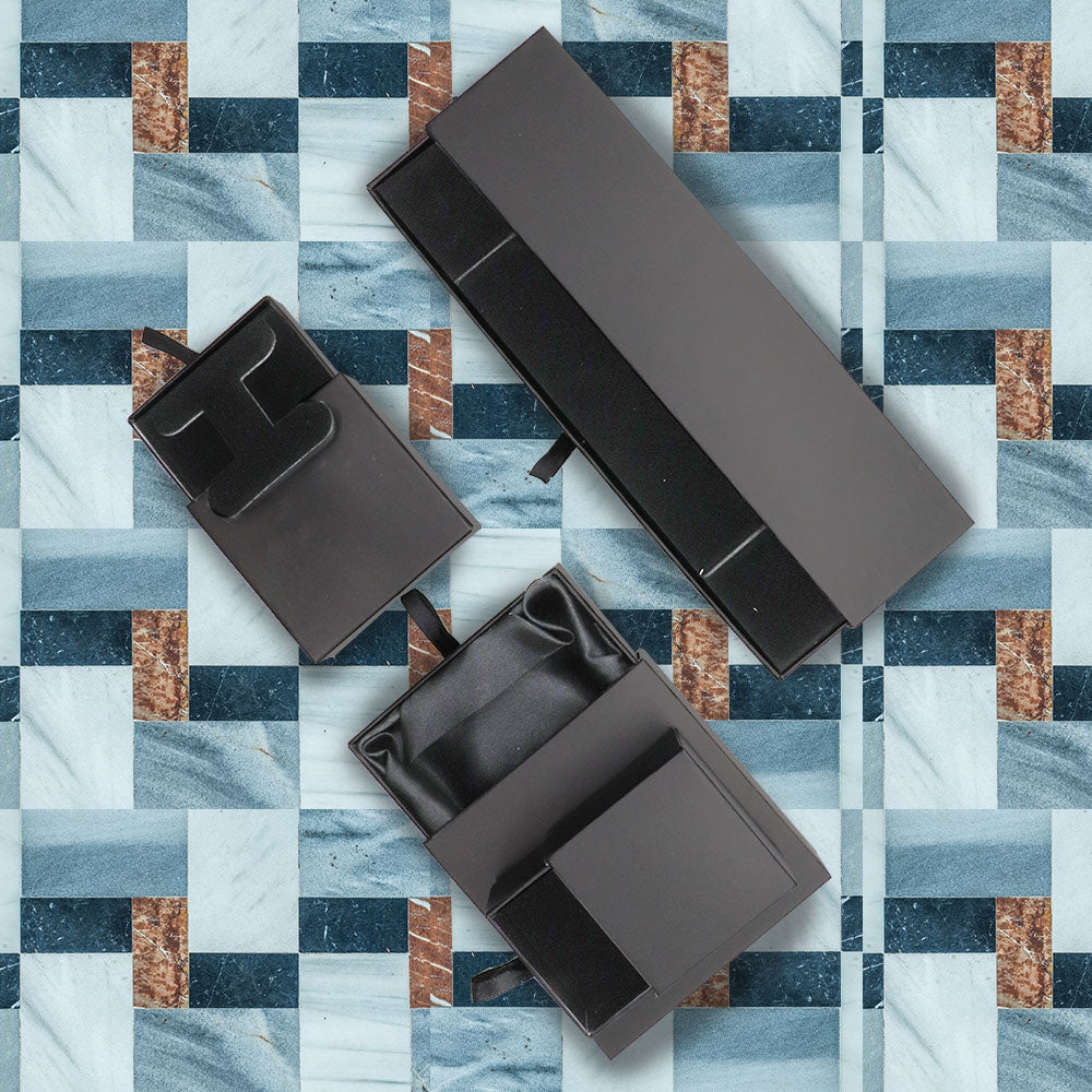 Matte Black Paper Slider Necklace Box 