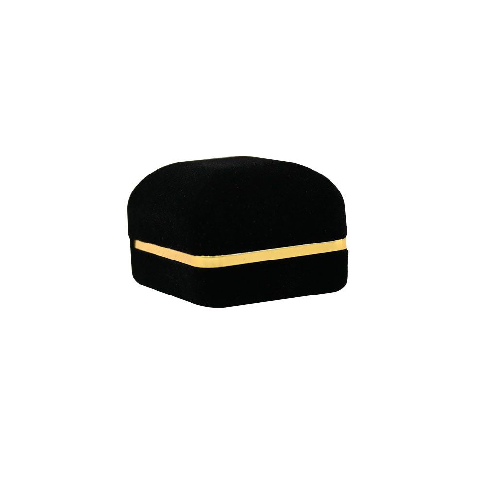 Black Velvet Jewelry Ring Gift Packaging Boxes with Gold Trim