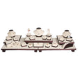 26-Piece Premium Beige with Steel Brown Faux Leatherette Trim Showcase Set 35