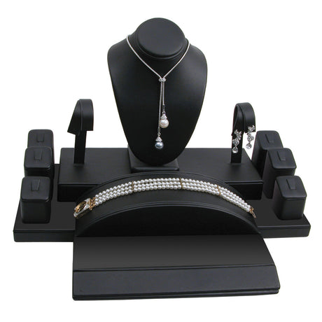 10-Piece Black Leatherette Jewelry Display Set 