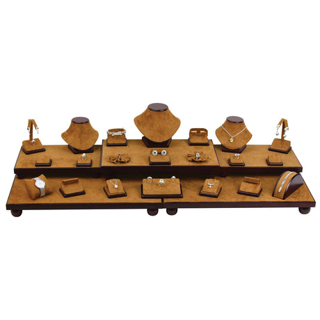 26-Piece Chestnut Faux Suede and Wood Grain Finish Trim Showcase Set 35