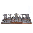 35-Piece Grey Suede & Brown Wood Jewelry Showcase Display Set