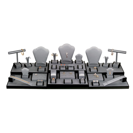 35 Piece Steel Grey & Black Jewelry Showcase Display Set