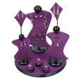 9-Piece Purple Suede & Black Wood Trim Jewelry Display Set 