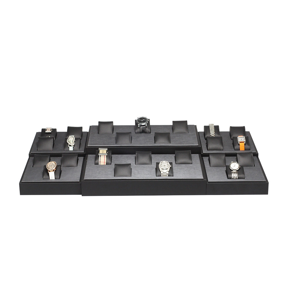 Steel Grey Leatherette Watch Display Set Holds 30 Watches