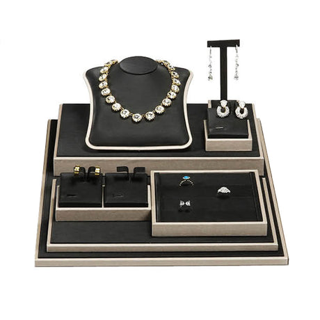 28-Piece Black Luna Leatherette Jewelry Display Set 