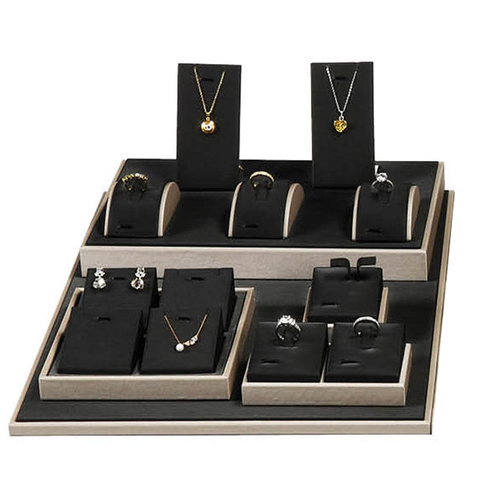 28-Piece Black Luna Leatherette Jewelry Display Set 
