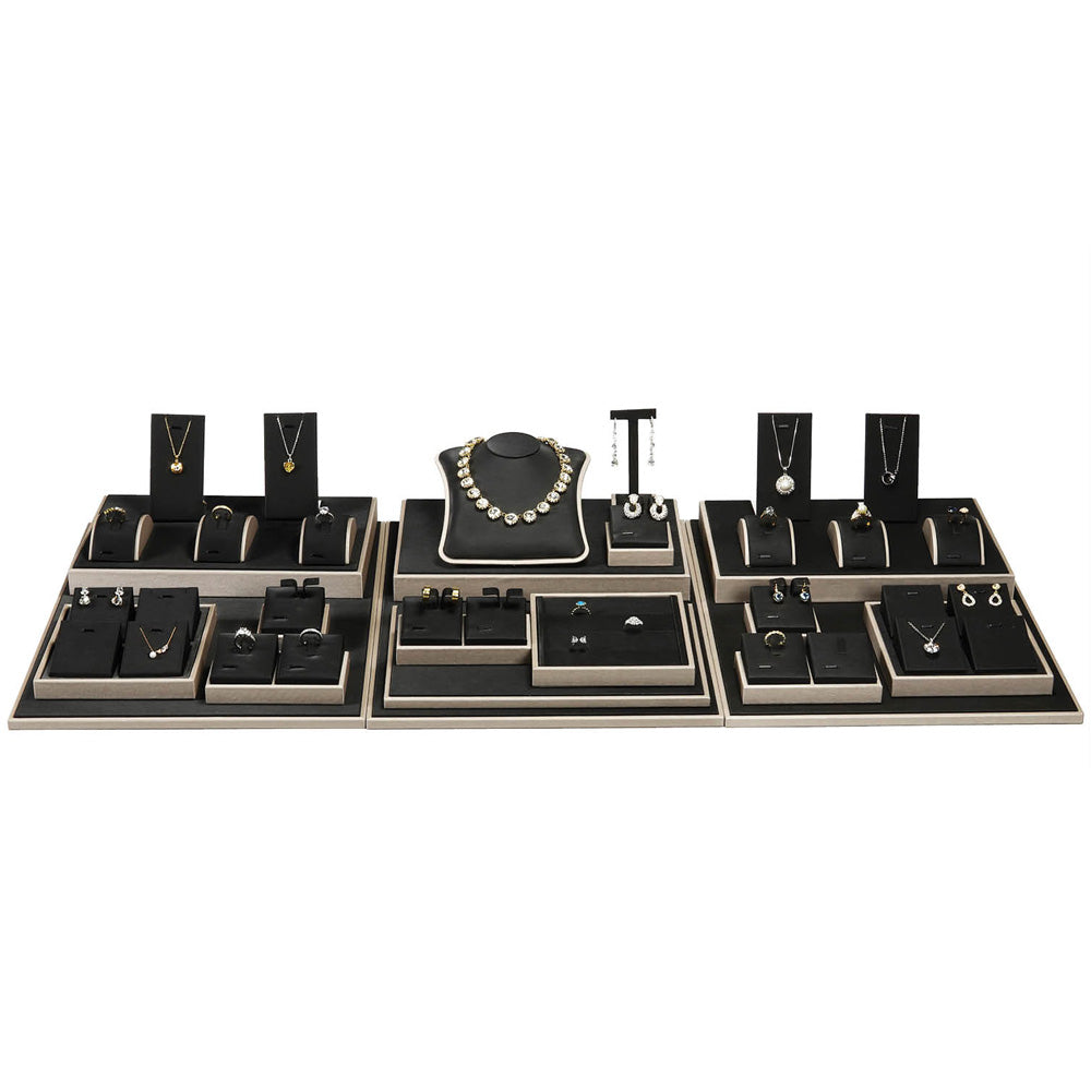 28-Piece Black Luna Leatherette Jewelry Display Set 