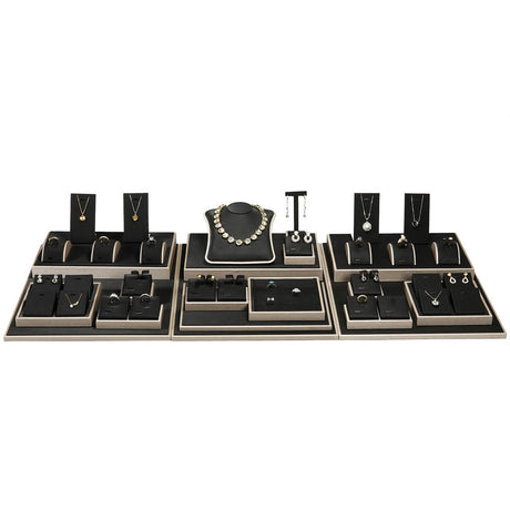 28-Piece Black Luna Leatherette Jewelry Display Set 
